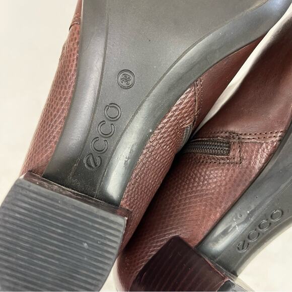 Ecco Women’s Booties Heeled Ankle Boots Zip Snake Print Brown Size 8 - Picture 9 of 9